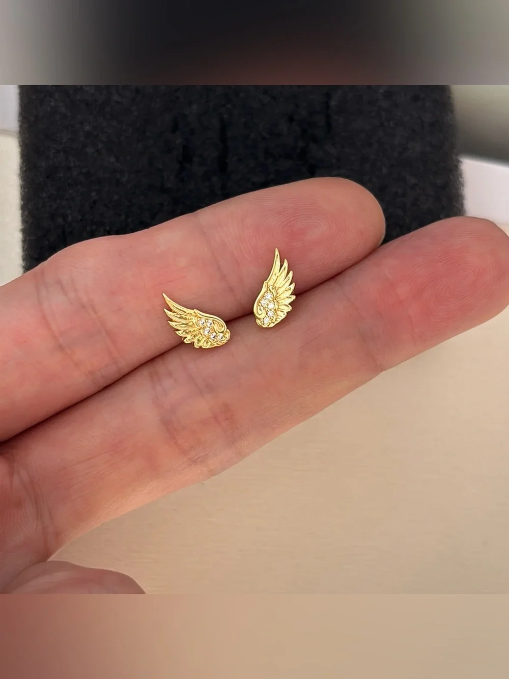 Small Angel wings Stud Earrings for Men Women Streetwear Punk Hip Hop Unisex